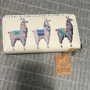 Karma vegan leather Llama Wallet with Vibrant Patterns